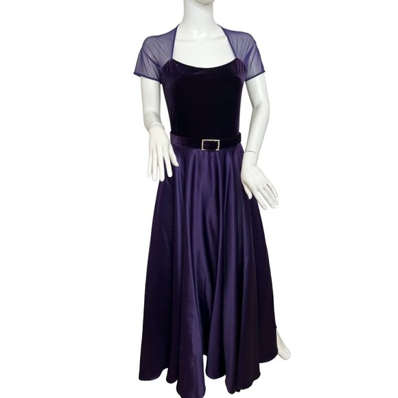 JS Collections  Vintage Women’s Gown 8 Purple Short Sleeves See Through Shoulder - Picture 1 of 13